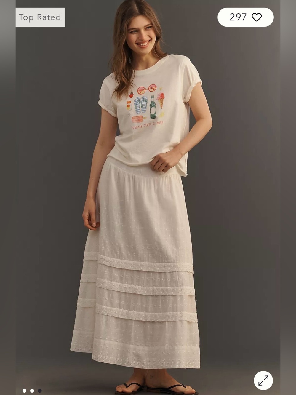 Maeve/Anthropologie The Caitlin Boxy Tee in Neutral Pattern. NWT - Picture 3 of 13